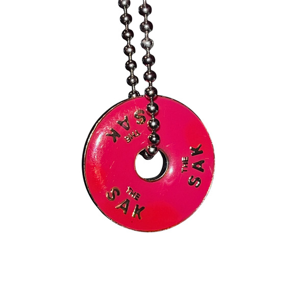 The SAK Pink Knit and Orange Strap 13" Shoulder Hobo Bag Y2K - Picture 5 of 11